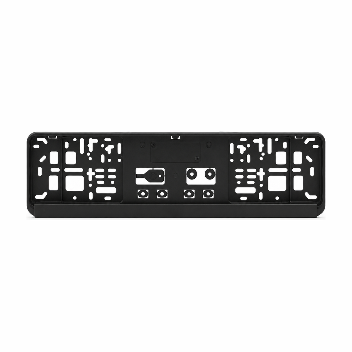 Schwarzer Kennzeichenhalter mit Steckleiste für 460 × 110 mm Kennzeichen